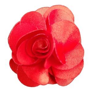 MEN'S LARGE SOLID RED LAYERED LAPEL PIN FLOWER.